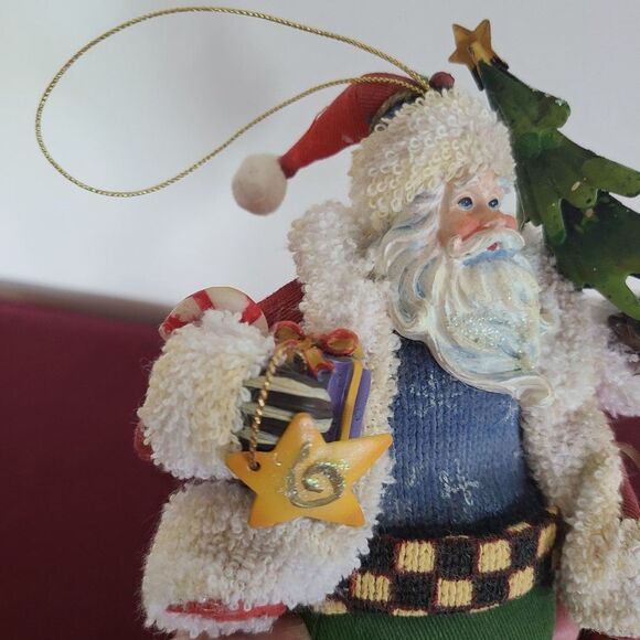 Vintage Fabric Mache Holiday Winter Christmas Ornaments Three Old World Santas - Picture 9 of 15